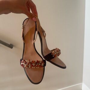 Giuseppe Zanotti Vicini Leather Strappy Beaded Heels
Size 38